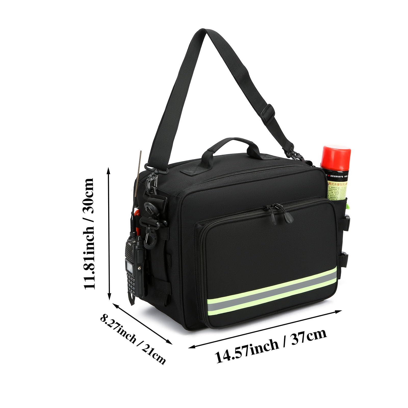 Grande kit di pronto soccorso, borsa professionale per primo soccorso, con manico e tracolla, borsa per traumi medici, per eventi di emergenza, viaggi, assistenza sanitaria domestica., Nero