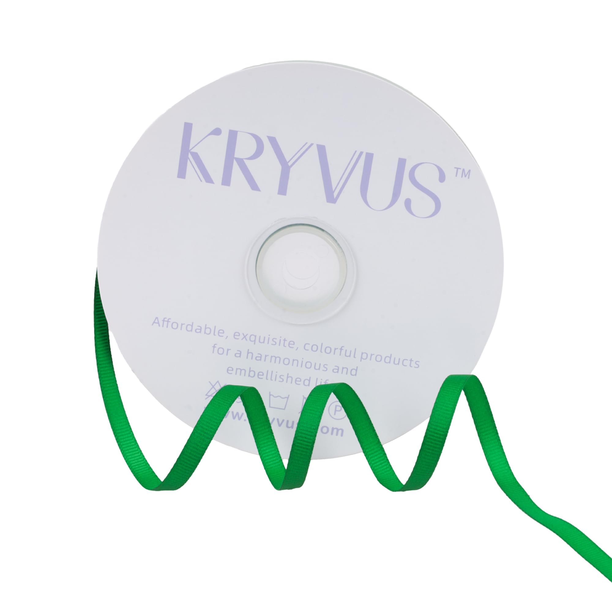 Kryvus Grosgrain Ribbon, Emerald Green Ribbon 6mm x Continuous 45 Metres