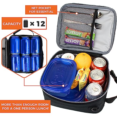 Opux Insulated Lunch Box For Men Women Adult, Compact Lunch Bag For Kids Boy Girl Teen, Soft Lunch Cooler Bag For Work School, Leakproof Lunchbox Lunch Pail With Clip-On Buckle, Heather Sea Blue #TOP2