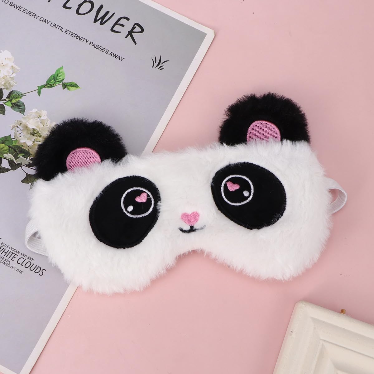 Masque Sommeil Panda Design Doux et Confortable Cache Yeux Occultant pour Dormir Adapté Femmes et Filles Bloque Efficacement la Lumière pour