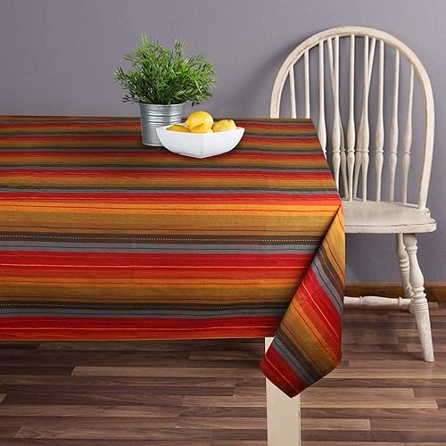 Miniatura 2 de Urban Villa - Mantel de mesa a rayas, para cocina y comedor, 100% algodón, para fiestas, bodas, vacaciones, cenas, color rojomulticolor,