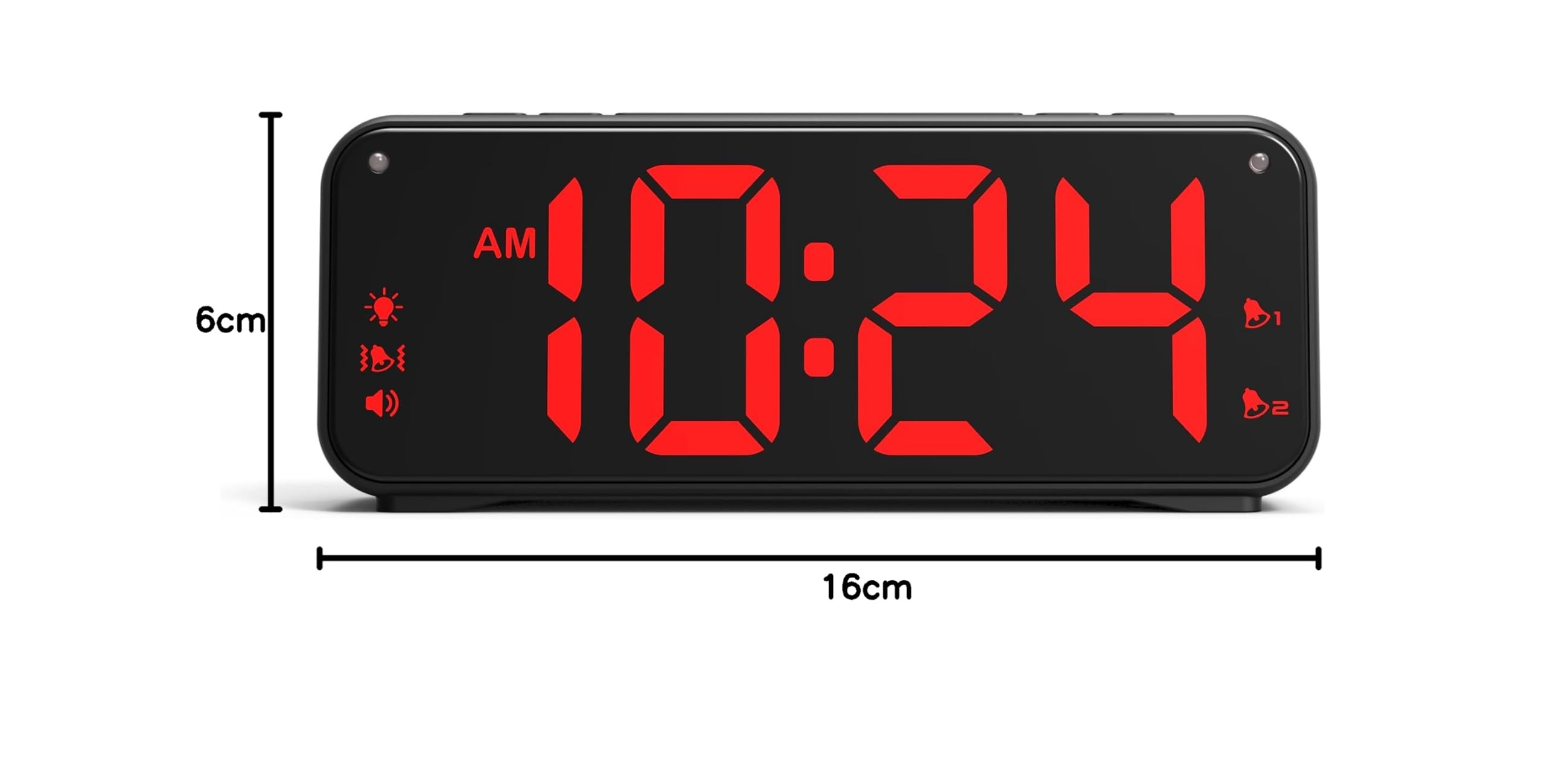 Orologio professionale VIBRATION Orologio da tavolo XXL display anziani sveglia vibrante allarme vibrazione, 2 allarmi regolabili + cuscino vibrante per letto per non uditi, anziani + dormiente
