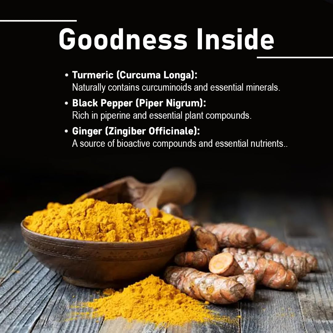 MI Nature Turmeric Curcumin Capsules | Curcuma Longa with Black Pepper Extract & Ginger (3 in 1)| 1000 mg Herbal Supplement (Clean Formula) | 120 Vegan Capsules |2 Month Supply | Made in India — Amazon image 3