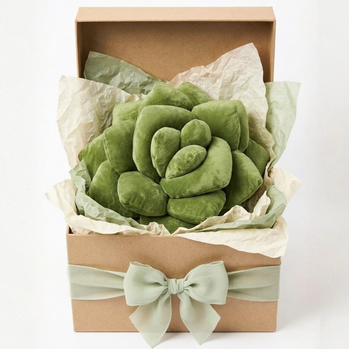 Green Philosophy Co. Cuscino per piante grasse a forma di cactus per gli amanti del verde o del giardino, forma 3D per creare il tuo terrario a grandezza naturale - verde oliva