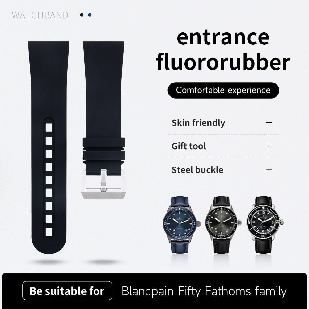 EPANO Correas de reloj de goma suave FKM de 23 mm para correa de reloj Blancpain Fifty Fathoms 5000 5015, 23mm, Agate
