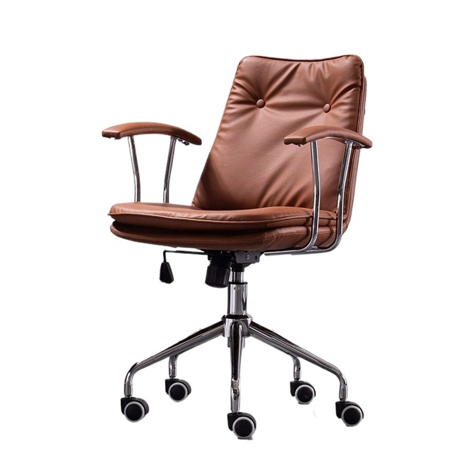 Modern Office Chair in PU Leather, Comfortable, with Wheels and Arms, Conference Chair, Ergonomic Chair, Adjustable Swivel Chair Ergonomic Chair (Orange)