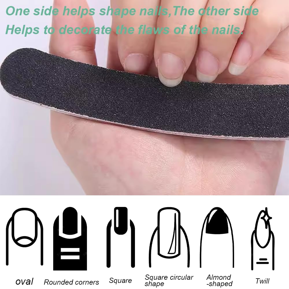 Limes à Ongles Professionnelles, 4 Pcs, Incurvé et Banane, Double Face, Pour le Soin et le Stylisme des Ongles