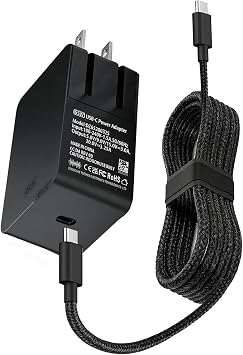 65W USB-C PD 3.0 Fast Charger for Microsoft Windows Surface Pro 13" OLED Copilot+ Snapdragon X for ASUS Rog Ally, Legion Go, for Lenovo/HP/Dell/Acer/Samsung/LG Gram Laptop with 6.6ft2M Cord