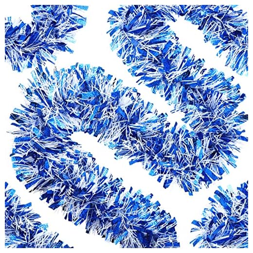 37+ Stunning Blue Christmas Decor Ideas for a Festive Winter Wonderland 2 Geosar 26.2 Feet Christmas Tinsel Garland Decoration Metallic Tinsel Twist Garland Halloween Christmas Tree Artificial Hanging Ornament for Birthday Party Decoration(Blue)