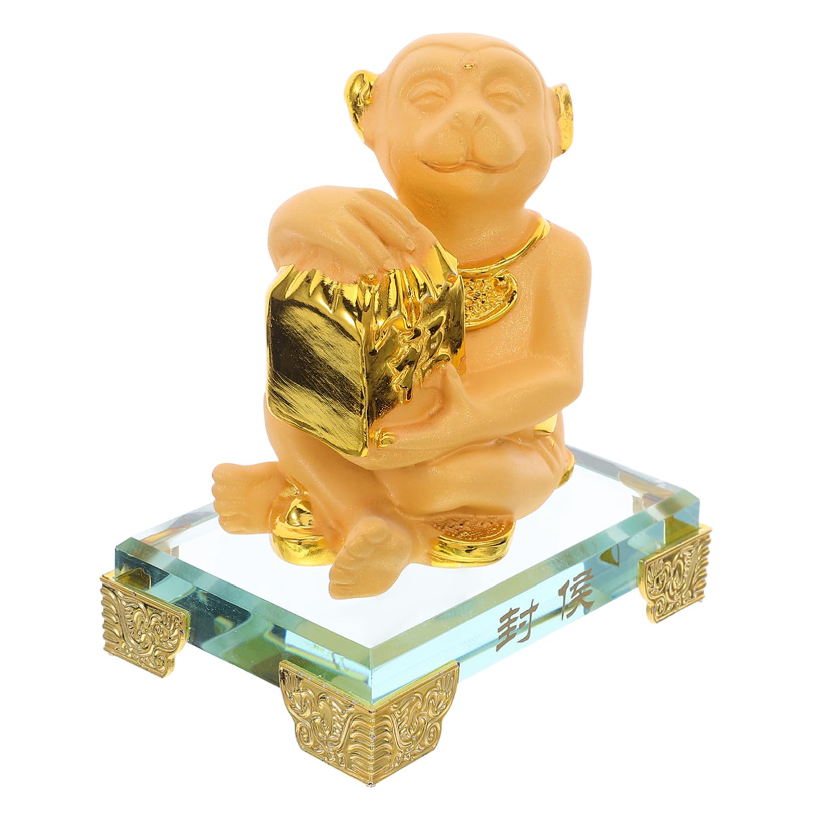 Figurine Singe Wukong sculptée élégante en bois pour une décoration de bureau raffinée