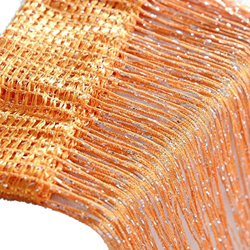 MILz キラキラ ラメ入り ひものれん カーテン おしゃれ 間仕切り 暖簾 (オレンジ)