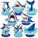 16 Pcs Shark Party Decorations Shark Theme Table Centerpiece Shark Birthday Table Decorations for Sea Theme Baby Shower Birthday Party Supplies