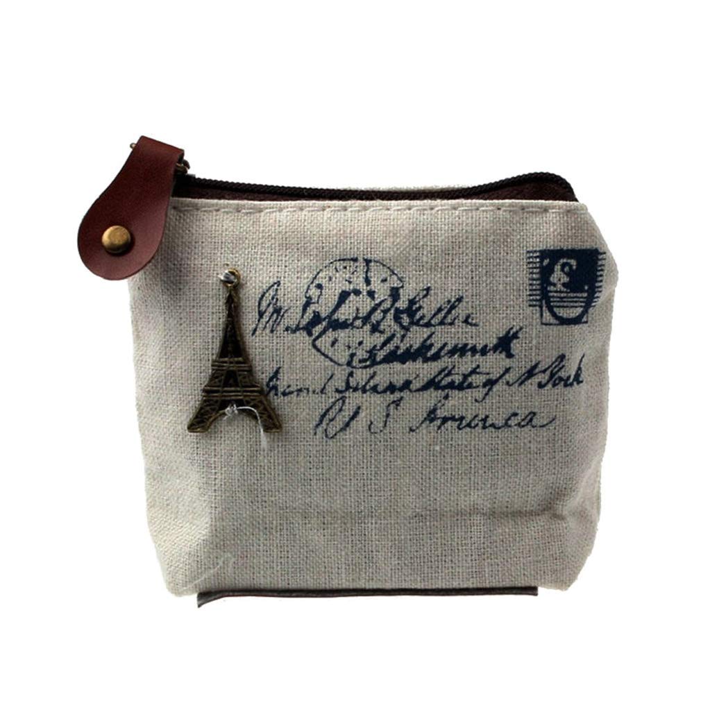 Junhouse Retro Canvas Coin Purse Cash Change Wallet Key Holder Money Pouch