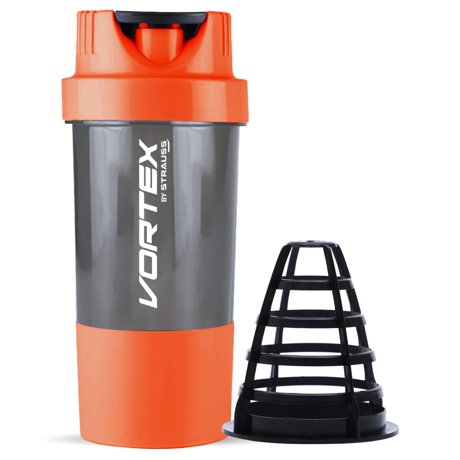 STRAUSS Vortex Shaker Bottle with Two Storage Compartments | 100% BPA- Free| Leakproof Shaker For Protein Shake | Ideal For Pre Workout and BCAAs| For Both Men and Women | 500ml, (Flourescent Orange) (B0C23M8JNN) Amazon Price History, Amazon Price Tracker