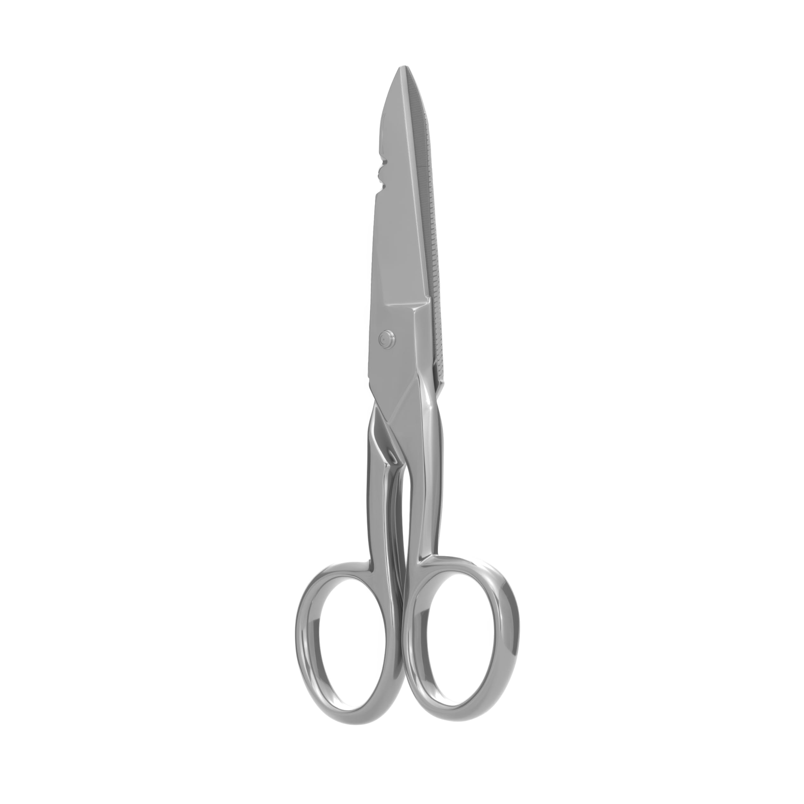 Klein Tools 2100-7 | Ciseaux d’électricien nickelés | Encoches 0,91 mm² et 0,26 mm² | Lame dentelée | Grattoir et lime | Acier anticorrosion