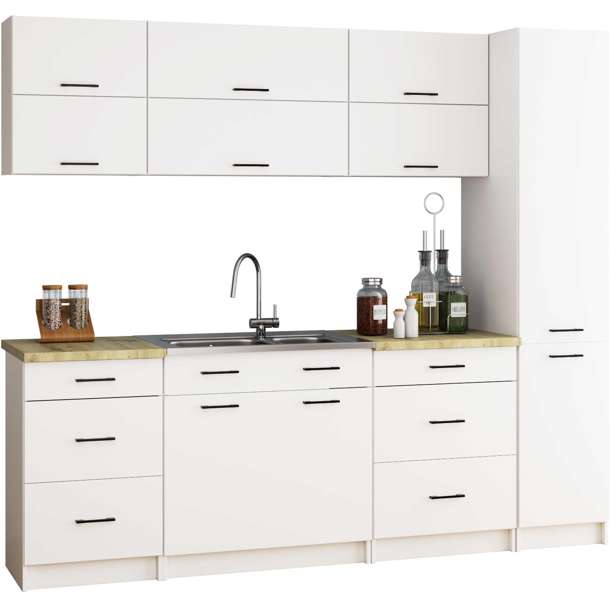 BDW - Colonne Cuisine - Armoire de Rangement 40 cm de Largeur, 205 cm de Hauteur, 57 cm de Profondeur - Spacieuse pour Provisions - Blanc