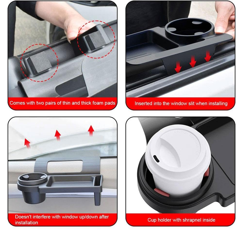 2PCS Car Window Storage Tray Organizer Vehicle Door Side Hanging Storage Rack Multifunctional Cell Phone Storage Box Water Cup Holder For Phones