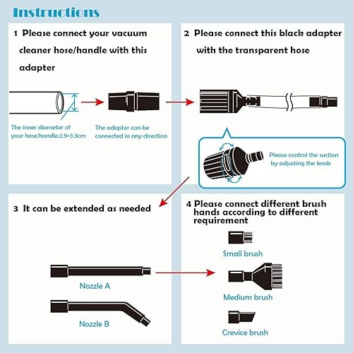 Miniatura 5 de EZ SPARES 7 piezas de accesorios de micro aspiradora, 7 piezas de accesorio universal para aspiradora, mini kit de herramientas de limpieza de