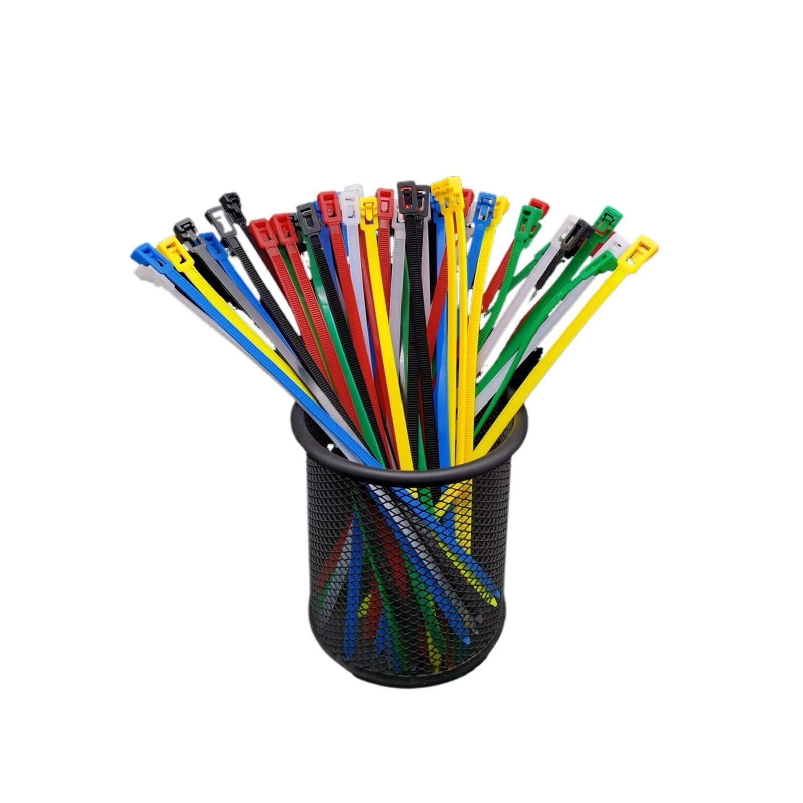 Surtido de bridas para cables,Bridas para cables, 50 bridas liberables de 5 × 200 mm de color.(Red)