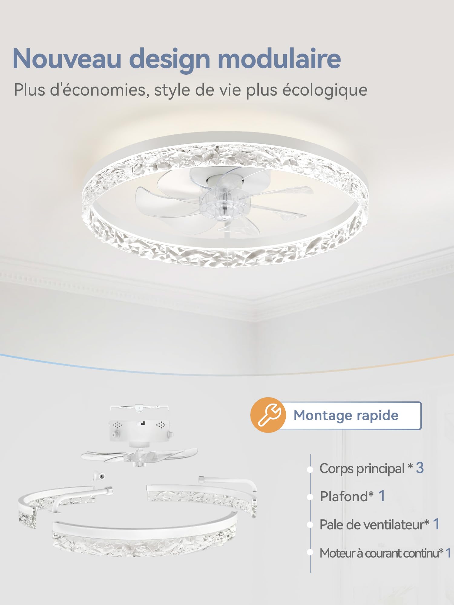 ZMISHIBO Ventilatore da soffitto con LED