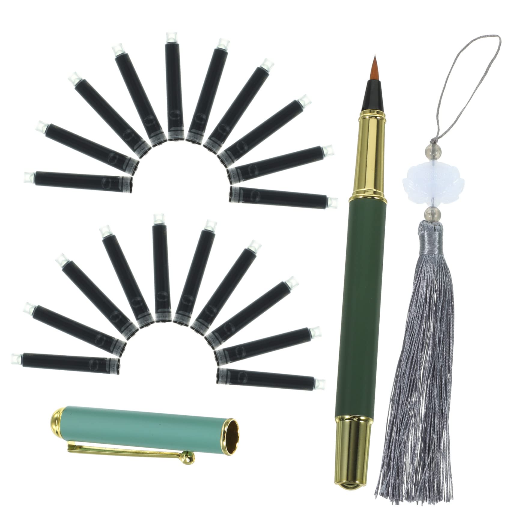Anneome 5sätze Kalligraphie Pinselstift Edelstahl Pinselstift Tinte Und Weiße Quaste Für Wasserfarben Schreiben Und Malen Für Anfänger Und Fortgeschrittene