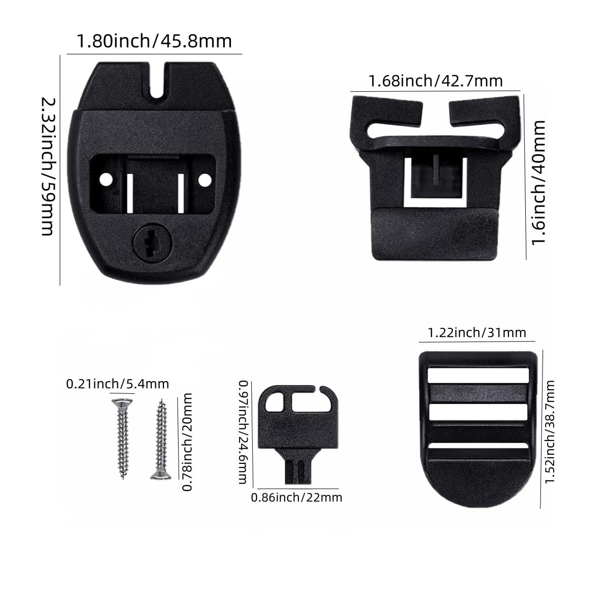 Spa Hot Tub Cover Clips, 4PCS Spa Tub Cover Clip Replacement Kit, Hot Tub Cover Latches Clip Lock for Cover Straps with Keys for Spa Cover Straps (Black)