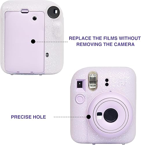 Miniatura 5 de Funda de silicona para cámara instantánea Fujifilm Mini 12 con correa ajustable para el hombro, purpurina (sin cámara)
