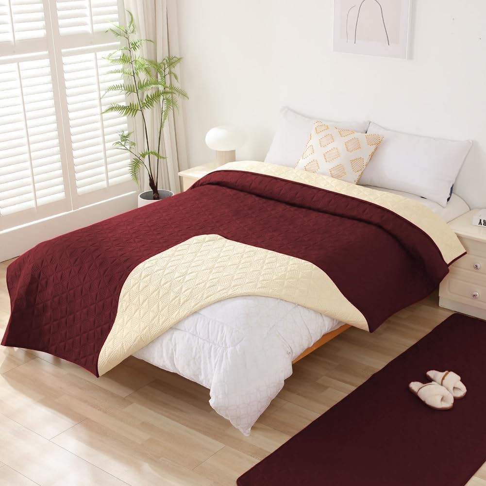 Taiyang 100% waterdichte bankovertrek voor hond, hondenbed, hondenbedhoes, bankmeubelbescherming voor kinderen, hond, kat (wijnrood, 76-180 cm