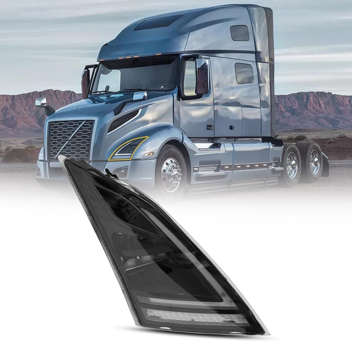 Front Headlight Headlamp Cover Compatible With Volvo Vnm Series 1998 1999 2000 2001 2002 2003 Passenger Right Side(VNM, Right)