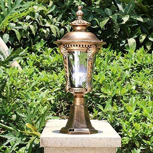 Impermeabile di Lusso per Esterni Lampione da Giardino Vialetto Paletto Lampada Prato Recinzione Patio Colonna Lanterna con Paralume in Vetro Balcone Apparecchio di Illuminazione per paesaggi, Bronz