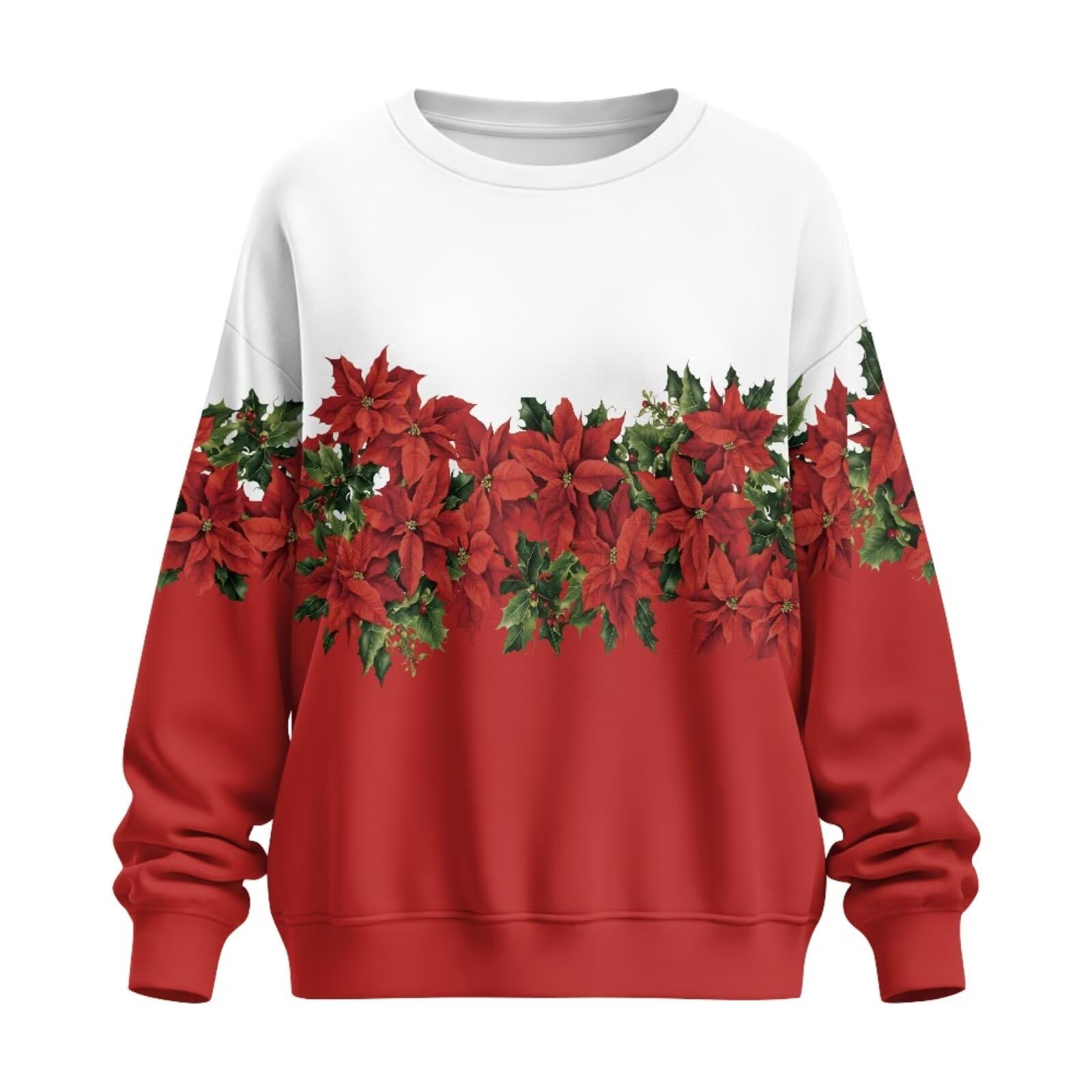 Sudaderas de Navidad con cuello redondo para mujer, manga larga, con bolsillos, talla extragrande