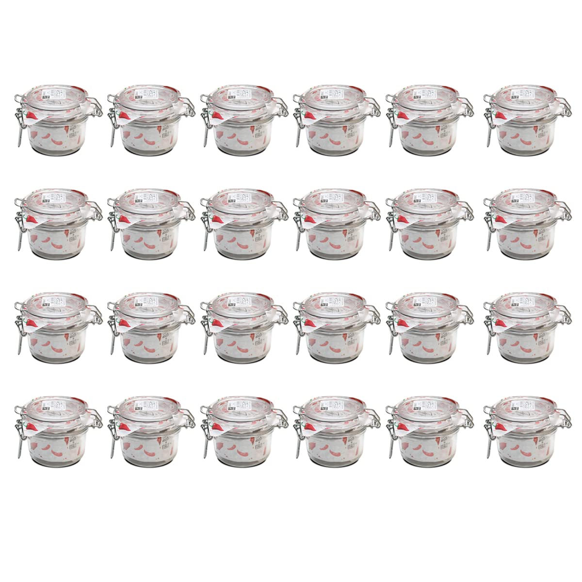 Paquete de 24 Frascos de Vidrio con Tapa de Clip Herméticos, Botes Tarros de Cristal para Conservas con Cierre mecánico, Capacidad 12.5 cl - Diámetro 8.3 x Altura 7.1 cm
