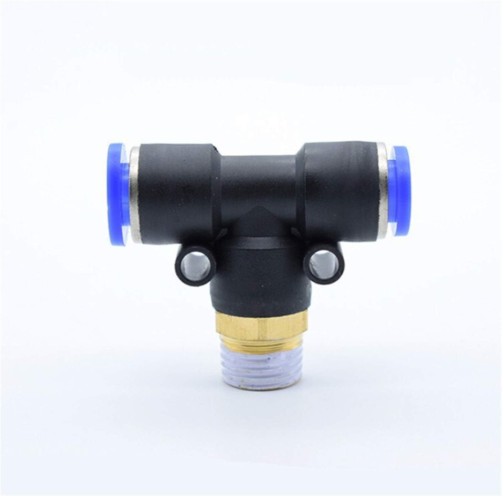 10pcs T Type PB 4 6 8 10 12mm- M5" 1/8" 1/4" 3/8" 1/2" Male Threaded Tee Quick Connection-peg Pneumatic Connectors (Color : 6mm OD Hose, Size : 3/8")(Color:6mm Od Hose,Size:1/8")