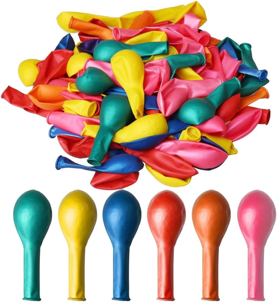 ZHIYE Party Balloons Assorted 8 Inch 100 pieces Bright Metallic Balloons Suitable for Birthday Parties, Weddings, Anniversaries, Celebrations