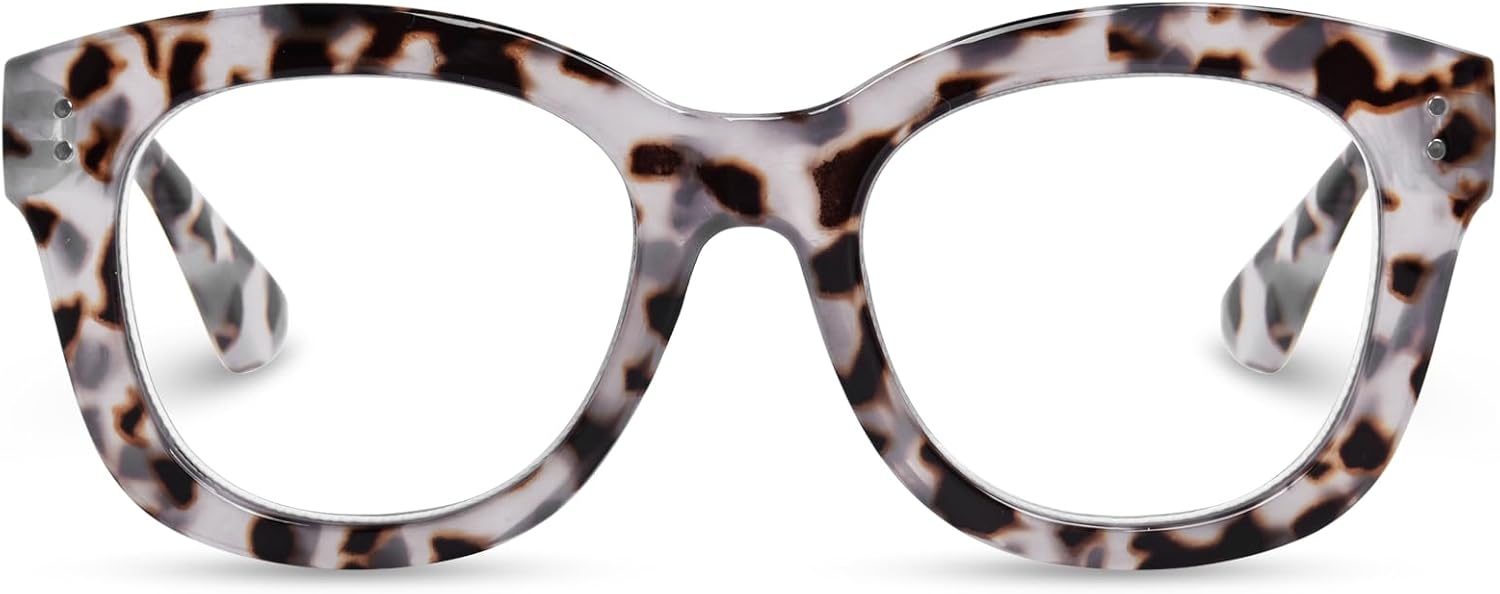 Oprah Style Reading Glasses for Women, Oversized Stylish Blue Light Blocking Computer Readers Ladies with Spring Hinge