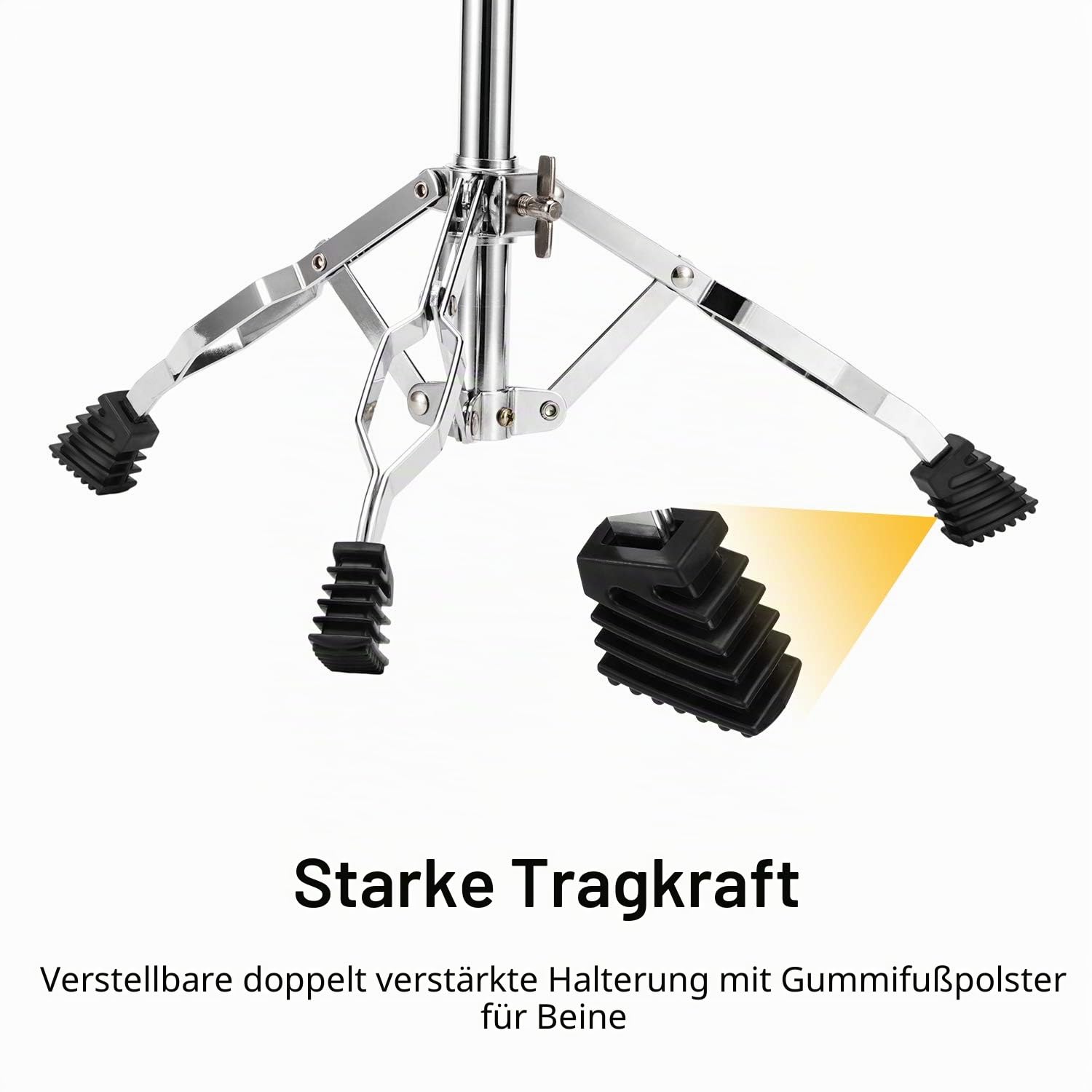 Donner Snare Ständer Höhenverstellbar 46-65cm doppelstrebig Snare Drum Stand mit Drumstick Tasche
