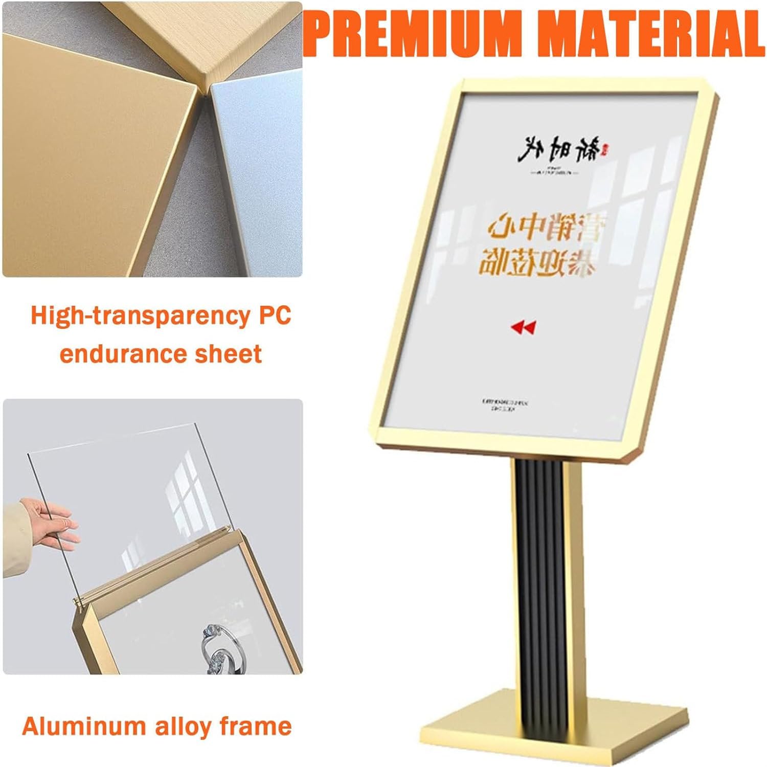 Soporte Ajustable para Menús Y Avisos con Base De Hierro Fundido, Soporte De Pie para Carteles Y Anuncios con Marco De Aluminio Resistente Silver-60 * 80cm