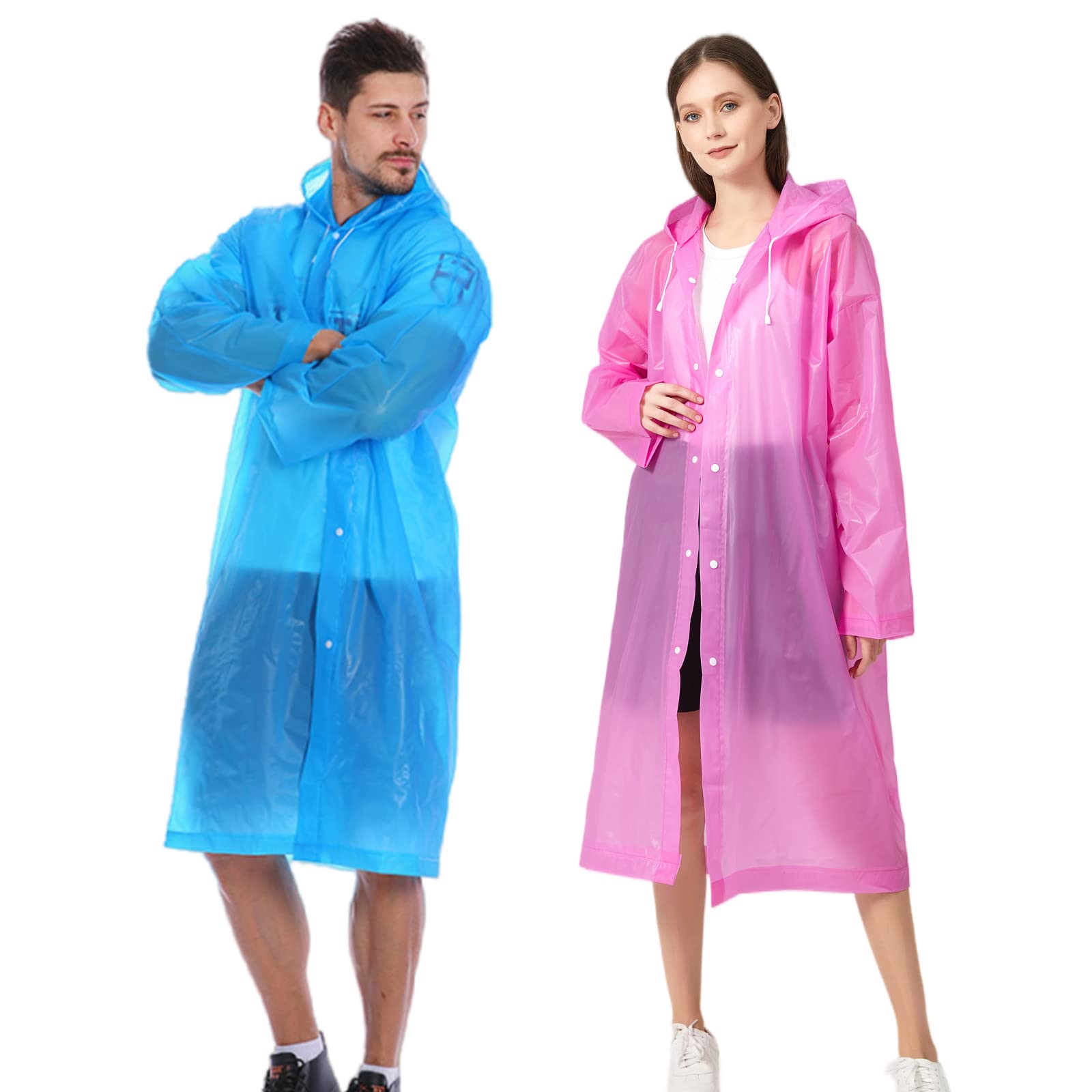 RUISHYYRain Ponchos for Adults Women Men (2-5 Pack), Reusable EVA Raincoats Jackets with Hood Portable Waterproof Rain Gear