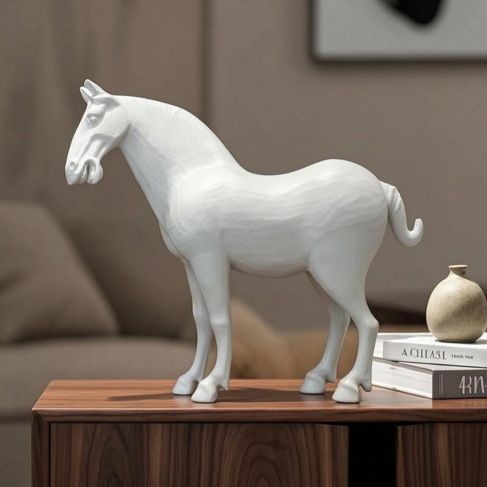 Baoblaze Escultura de Caballo Abstracto Estatua Figura Adorno de Caballo Decorativo en Resina con Líneas Fluídas y Cola Acabado, Largo 50 Cm, Ancho 22 Cm, Alto 76 Cm, Estilo Chino Moderno