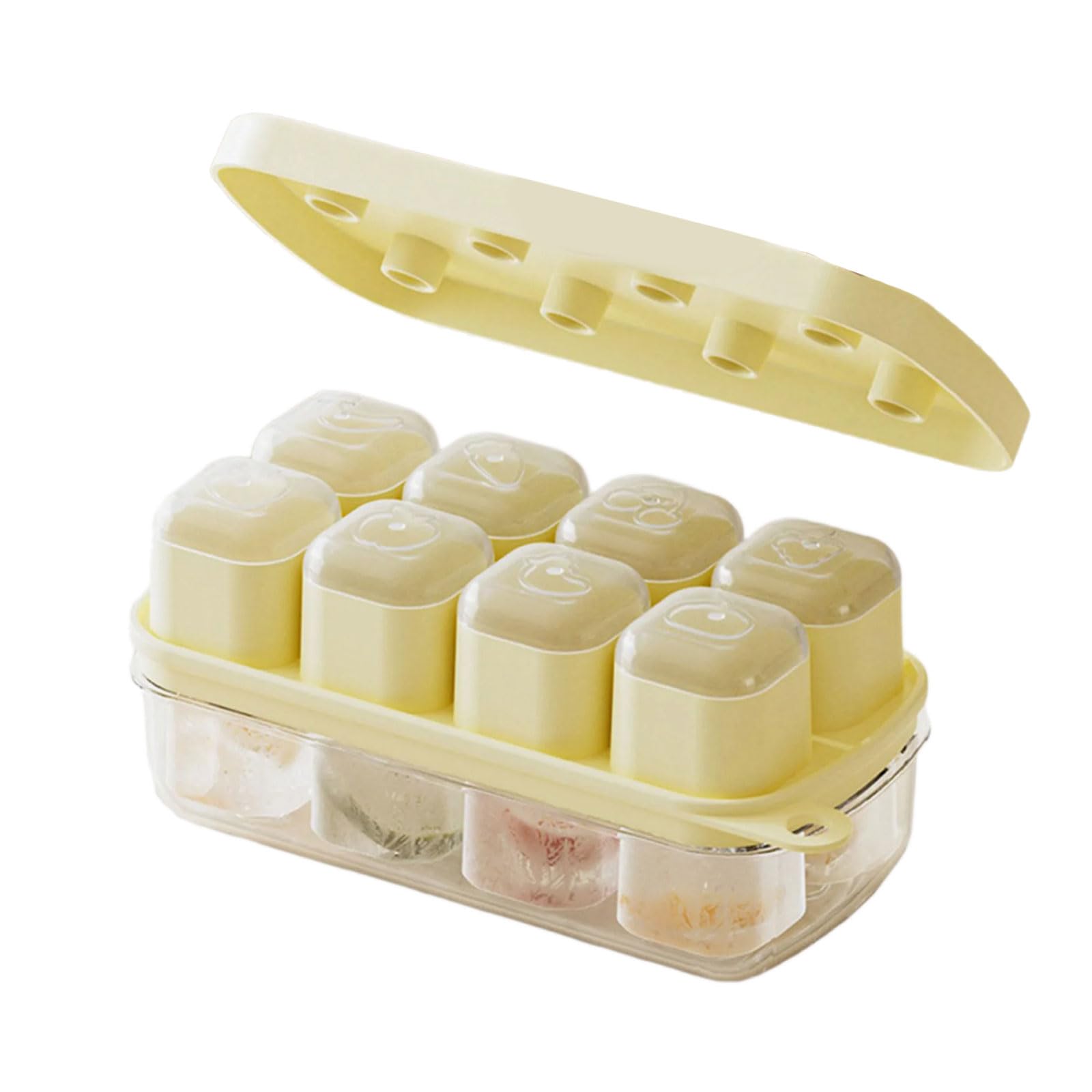 Tsophreniq Cubes Tray with Lid for Freezer Cocktails Drink Baby Food Silicone Ice Maker with Lid Ice Molds