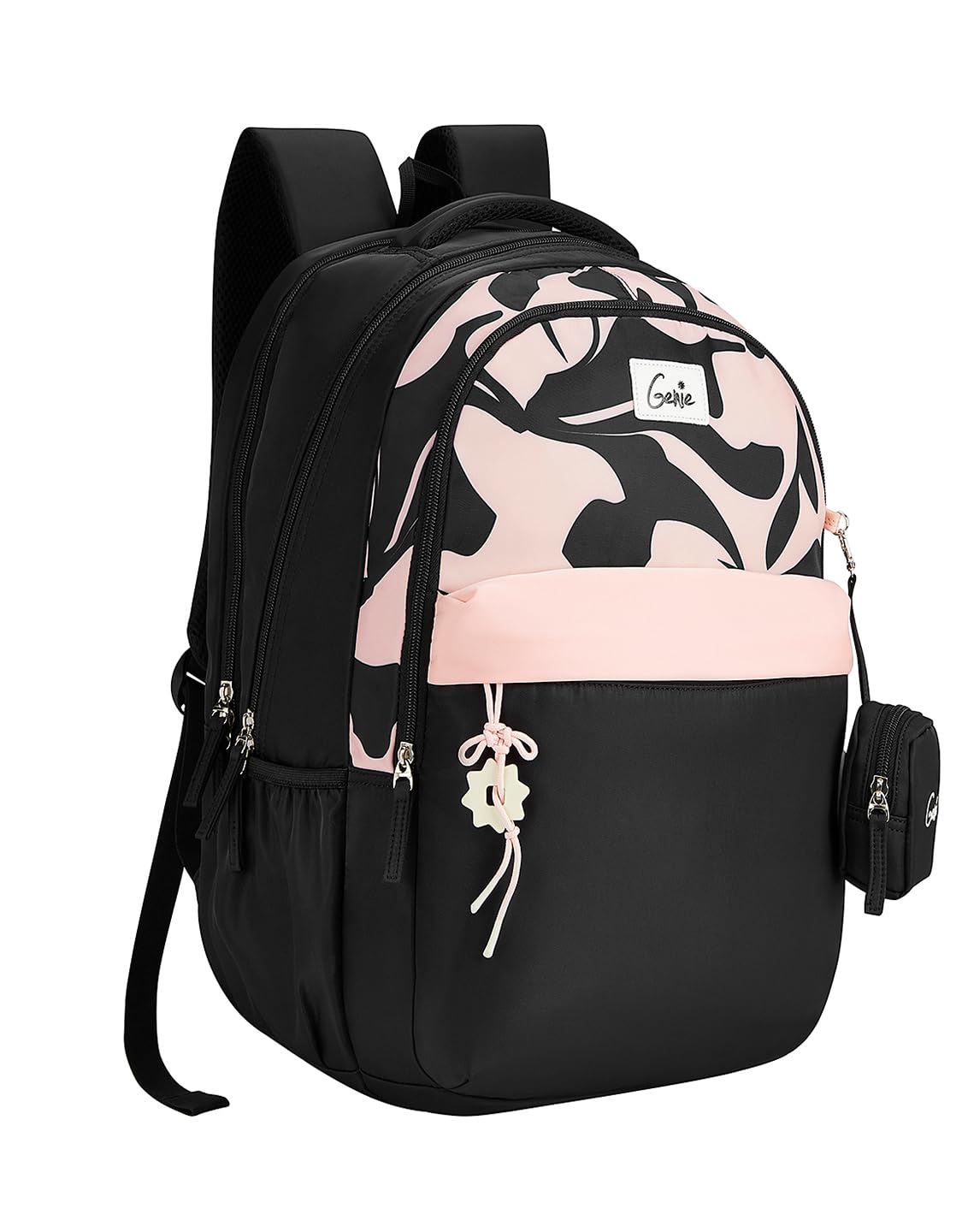 Genie School Backpack for Girls |19 In-36 Ltr with Three Compartments, Side Pockets and Light Weight with Padded Shoulders |Best for Books,Stationery,Lunch Box & Essentials