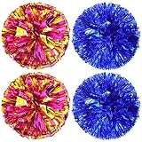 JJYHEHOT 4 Stück Cheerleader Pompons Handblumen, Kunststoff Cheerleader Pompons Tanz Cheer Poms Set, Premium Cheerleader Pompons für Kinder Erwachsene Sportwettbewerb Urlaub feiern