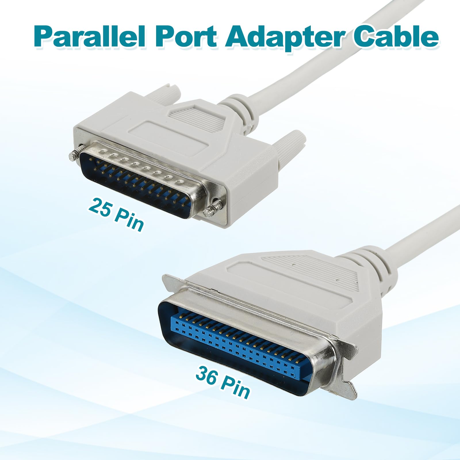QUARKZMAN Cable Paralelo DB25 De 25 Pines Para Impresora 2.7m (8.9 Pies) DB25 Macho A CN36 Macho 36 Pines Con Conectores Niquelados Para Escáneres E Impresoras Color Beige