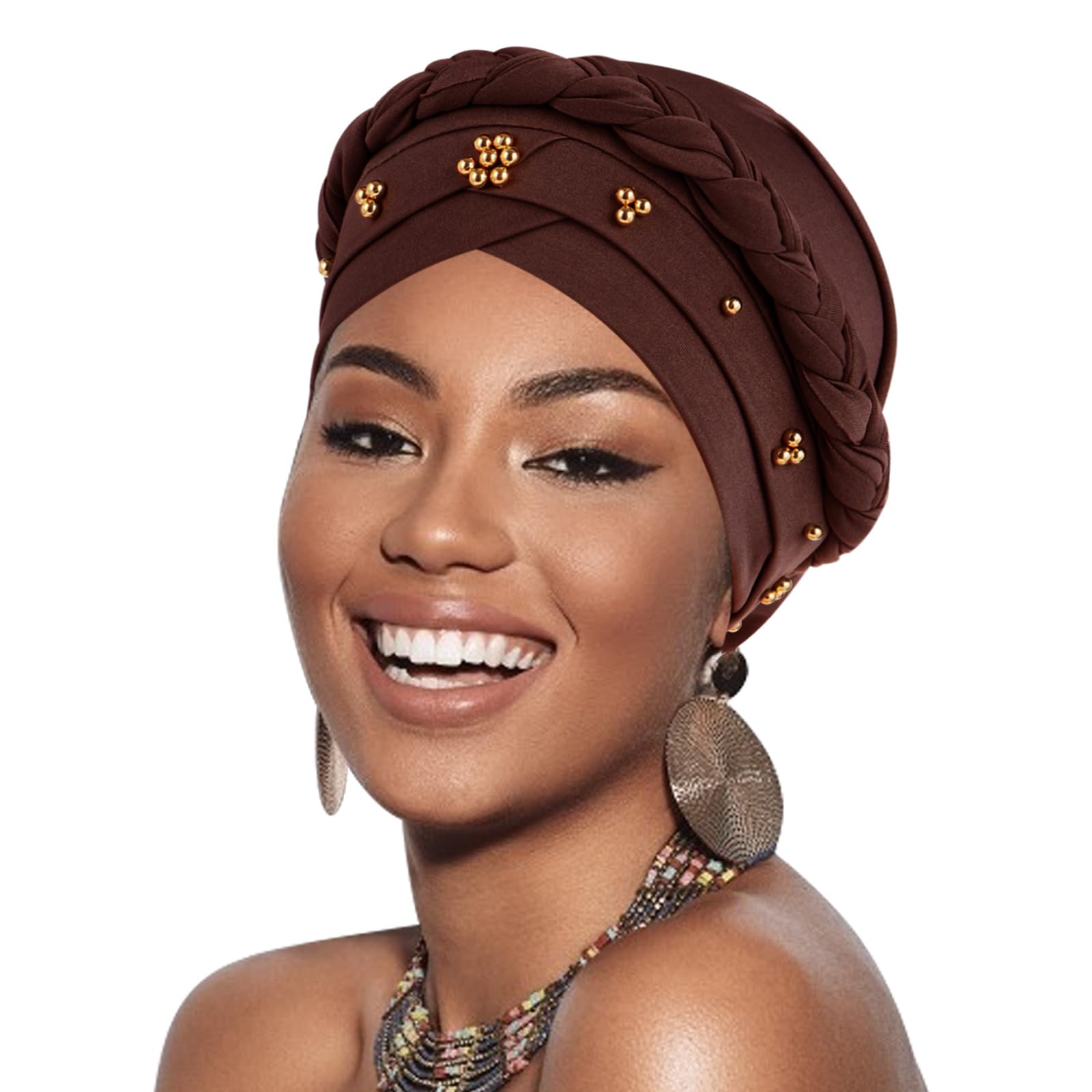 African Women Turban Caps Pre-Tied Twisted Turbans Head Scarf for Women Hair Wraps Cover Beanie Cancer Chemo Headwear