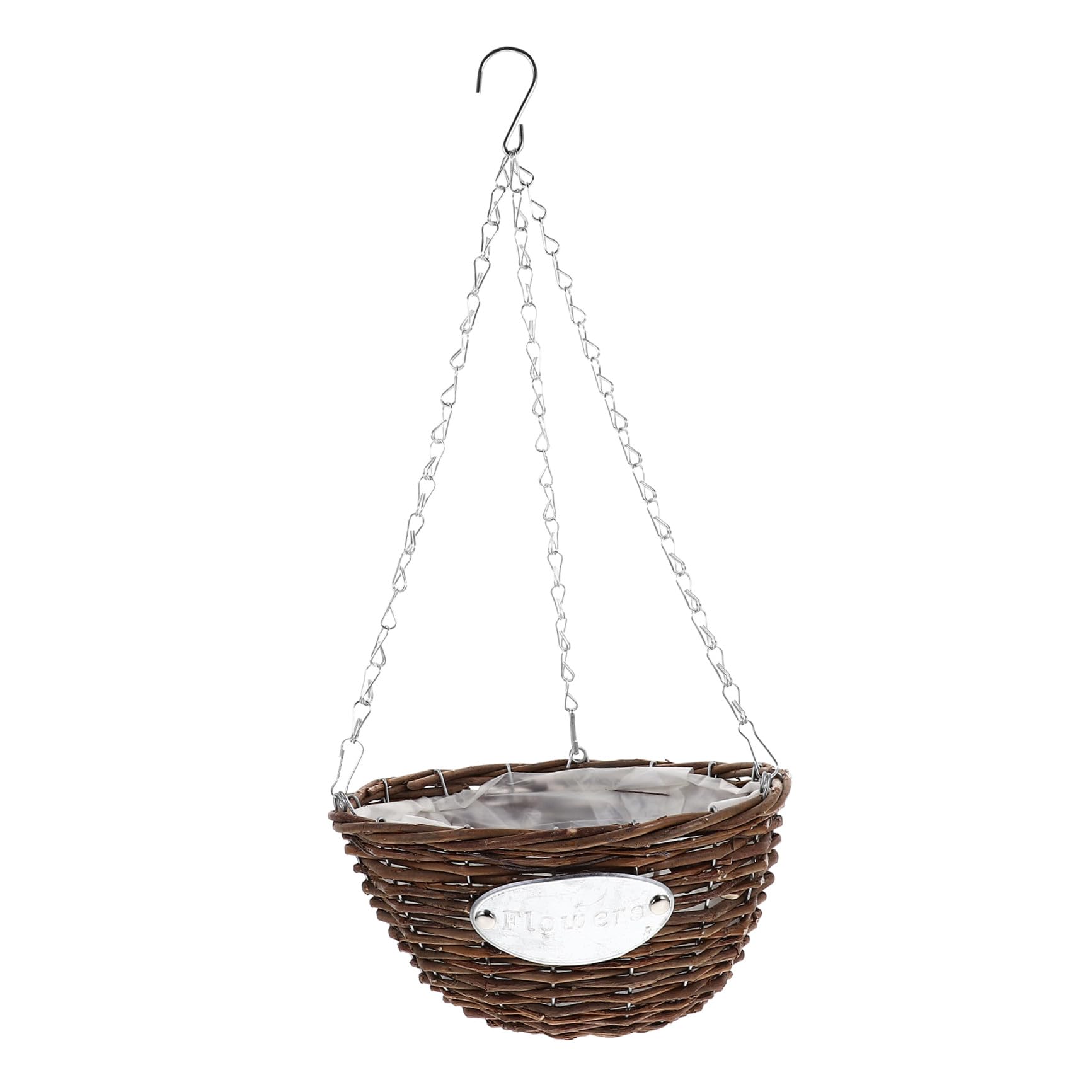 SOLUSTRE Fioriera Sospesa in Rattan e Metallo 2 Pezzi, Cesto Appeso Medio 25 Cm per Piante da Interno ed Esterno, Decorazione da Giardino per Casa, Balcone e Ufficio