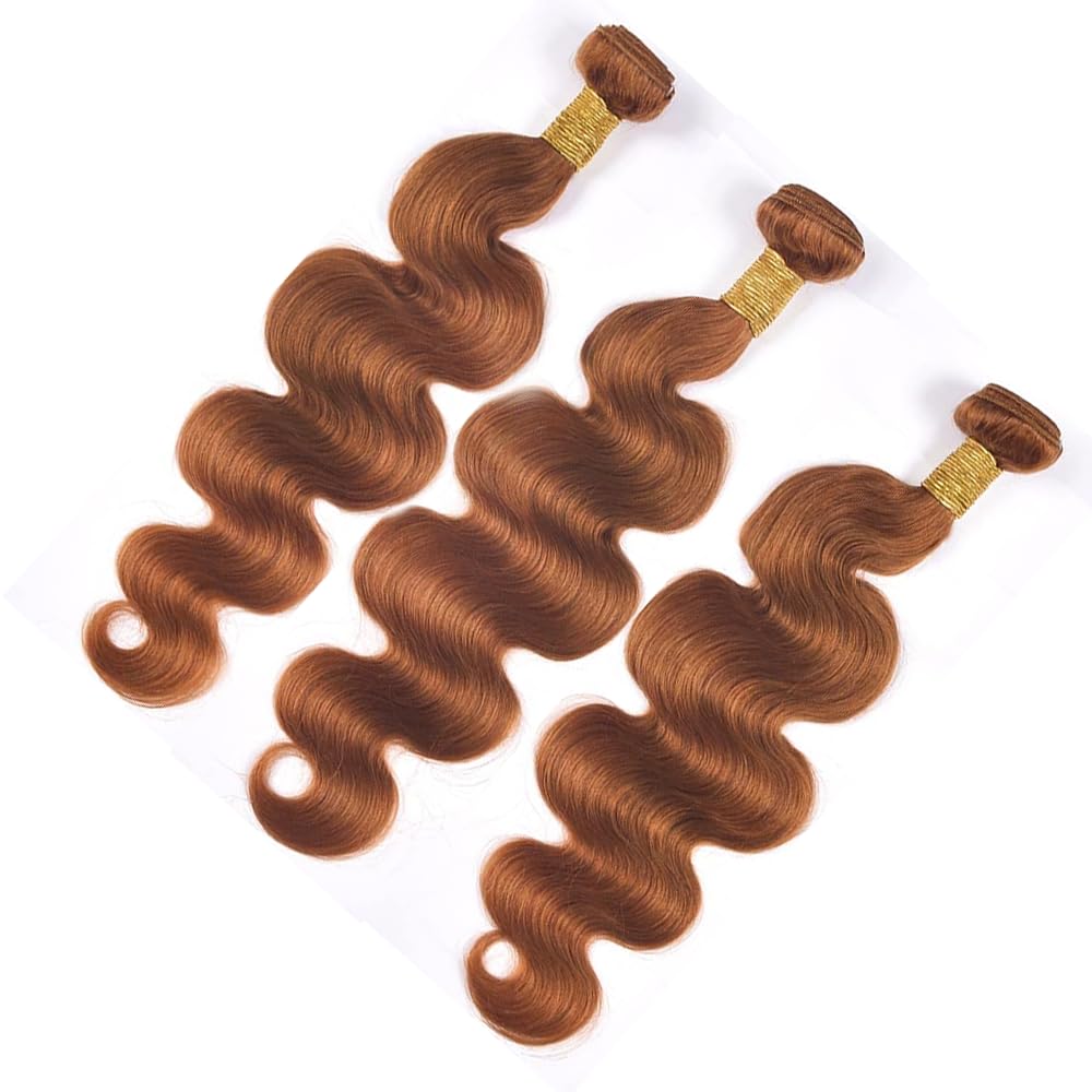 Light Brown Bundles Color 30 Body Wave Human Hair Bundles Brazilian Unprocessed Virgin Hair 14 16 18 Inch Human Hair Bundles 30 Color Extension Hair Human 50g