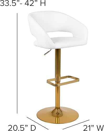 Miniatura 87 de Flash Furniture Erik Taburete de bar contemporáneo de altura ajustable con reposapiés y respaldo medio redondeado, taburete tapizado de altura de