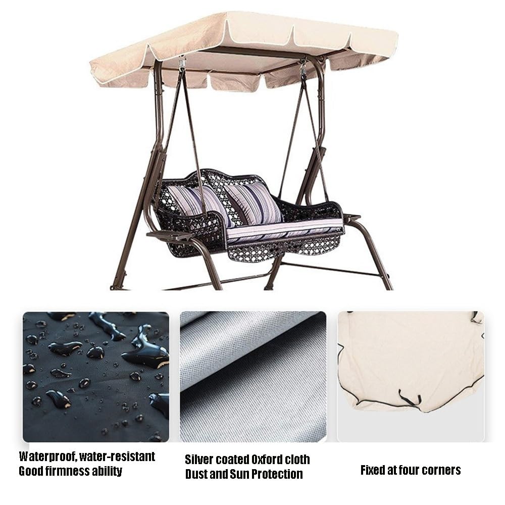 Copertura Di Ricambio Per Altalena Tetto Di Ricambio Per Dondolo Hollywood Copertura Di Ricambio Impermeabile Per Dondolo Da Giardino(Beige,66x45in-164x114cm)