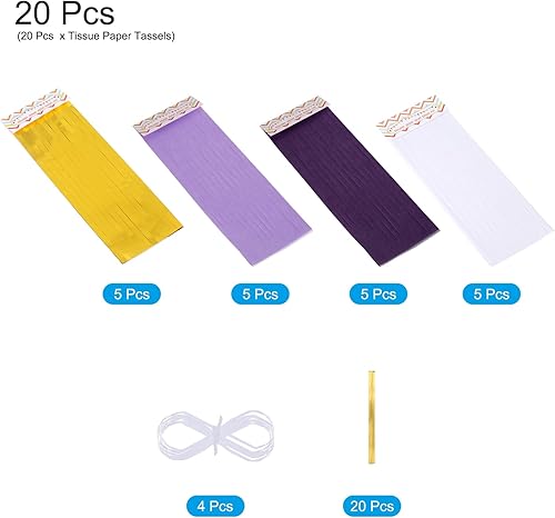 Miniatura 7 de MECCANIXITY 20 guirnaldas de borlas azul oscuro y naranja con cuerda de papel de seda, borlas de fiesta, kits de bricolaje para decoración de bodas,