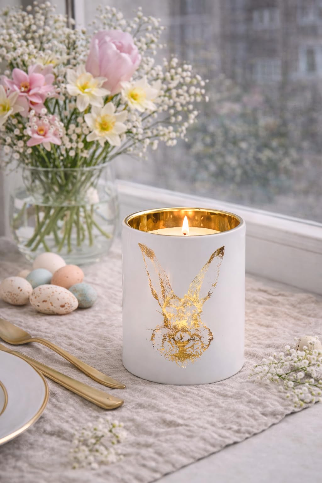 Déco Lumineuse Lapin De Pâques – Bloc De Verre Illuminé, Fait Main